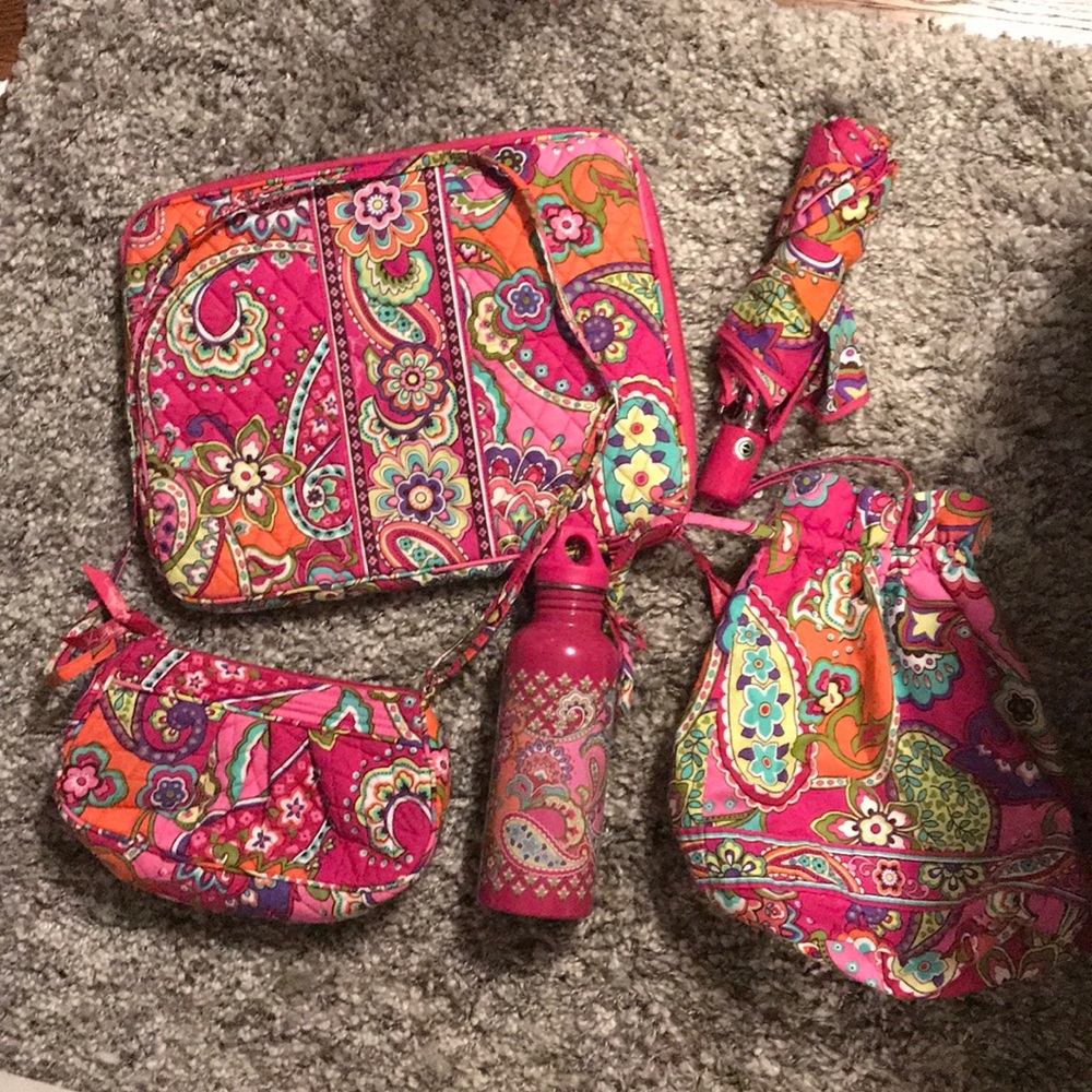 VERA BRADLEY PINK PAISLEY BREAST CANCER AWNS SET 8